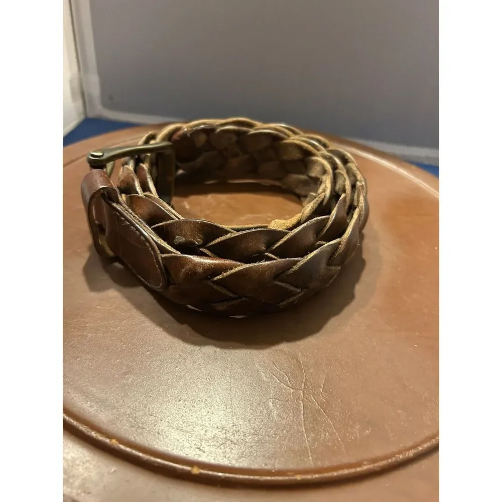 Octane Brown Braided Genuine Leather Belt Men's Size 38‎